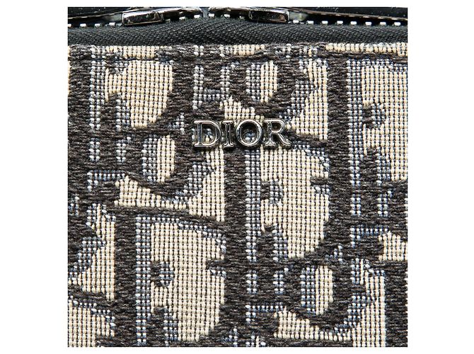 Oblique Pochette con zip in tela blu obliqua Dior con tracolla Blu navy - vista 5