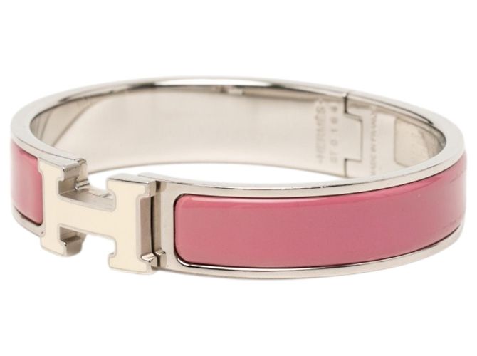 Bracciale Hermès Pink Narrow Enamel Clic H PM Rosa - vista 2