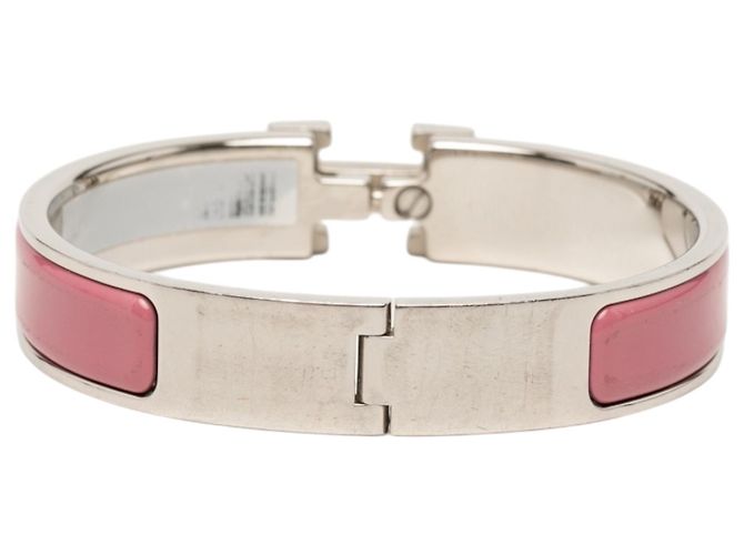 Bracciale Hermès Pink Narrow Enamel Clic H PM Rosa - vista 3