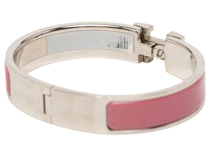 Bracciale Hermès Pink Narrow Enamel Clic H PM Rosa - vista 4