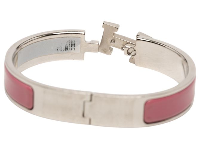 Bracciale Hermès Pink Narrow Enamel Clic H PM Rosa - vista 6