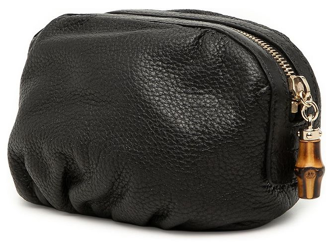 Bamboo Pochette per cosmetici Gucci in pelle di vitello nera con bambù Nero - vista 2