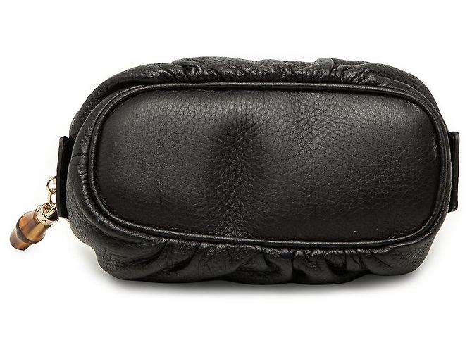 Bamboo Pochette per cosmetici Gucci in pelle di vitello nera con bambù Nero - vista 3