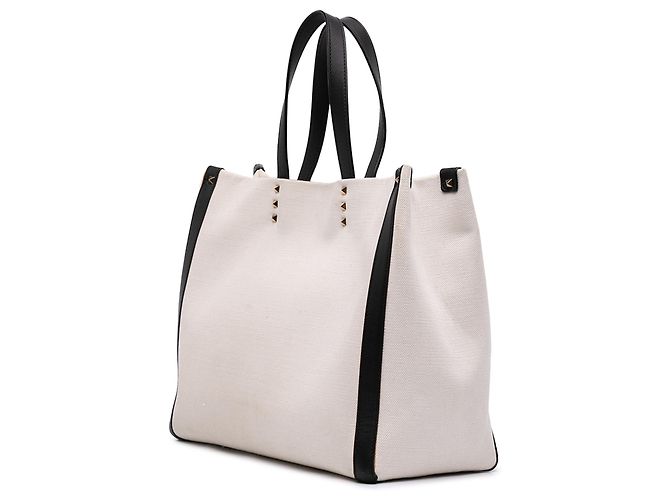 Tote Rockstud VLTN in tela marrone Valentino Medium Beige - vista 2