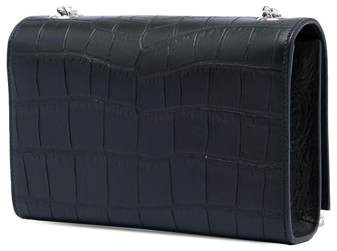 Borsa a tracolla Kate con nappa con stampa coccodrillo nera Saint Laurent Small Nero - vista 2