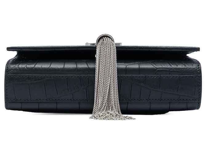 Borsa a tracolla Kate con nappa con stampa coccodrillo nera Saint Laurent Small Nero - vista 3