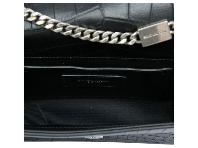 Borsa a tracolla Kate con nappa con stampa coccodrillo nera Saint Laurent Small Nero - vista 4