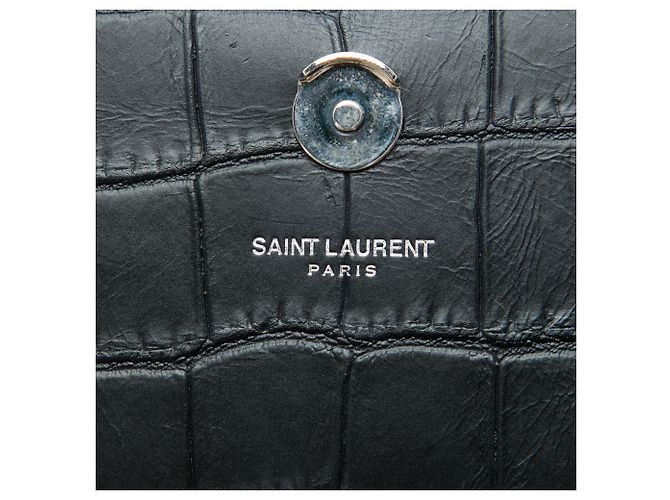 Borsa a tracolla Kate con nappa con stampa coccodrillo nera Saint Laurent Small Nero - vista 5