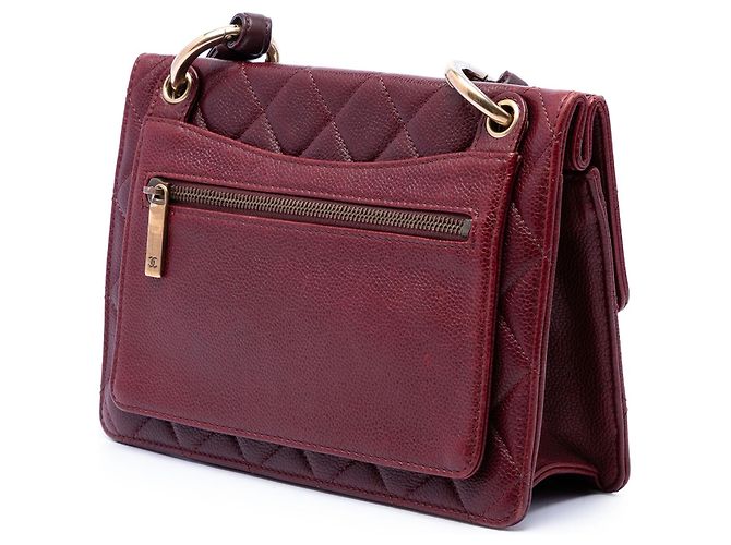 Chanel Red Paris Edinburgh Matelassé Caviar Retro Class Flap Rosso Bordò - vista 2