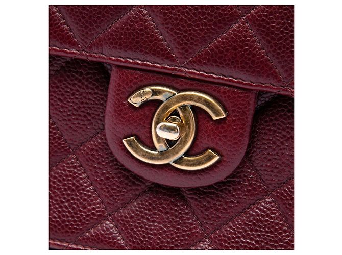 Chanel Red Paris Edinburgh Matelassé Caviar Retro Class Flap Rosso Bordò - vista 5