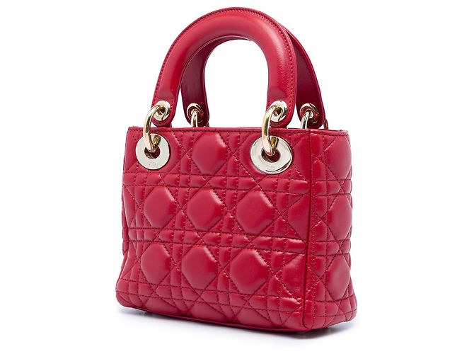 Lady Dior in agnello cannage rosso mini - vista 2