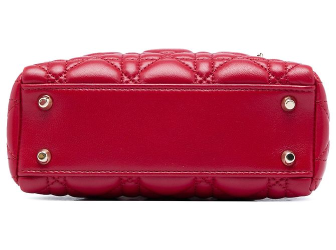 Lady Dior in agnello cannage rosso mini - vista 3