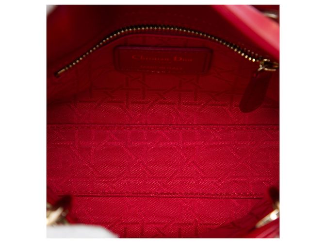 Lady Dior in agnello cannage rosso mini - vista 4