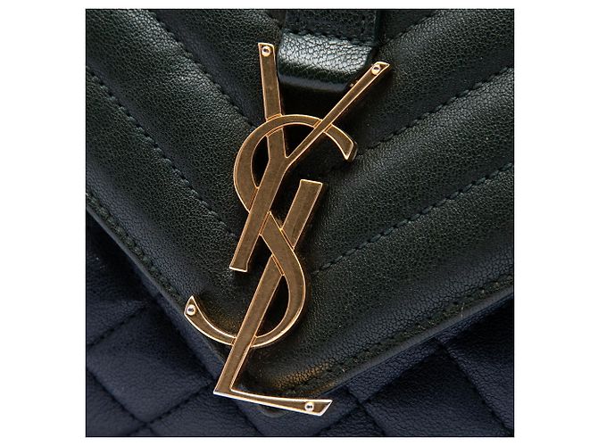 Saint Laurent College Tasche Grün Medium Triquilt Tricolor Lammfell mit Monogramm Dunkelgrün - Ansicht 5
