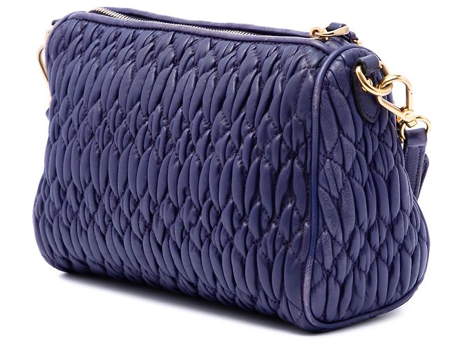 Borsa a Spalla Miu Miu Purple Matelasse Nappa Crystal Charm Porpora Viola scuro - vista 2