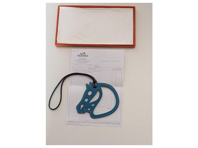 Cannes Hermès Paddock Horse Ciondolo in Pelle - Blu Turchese Viola scuro - vista 2