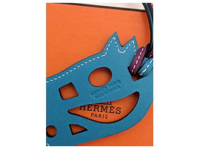 Cannes Hermès Paddock Horse Ciondolo in Pelle - Blu Turchese Viola scuro - vista 3