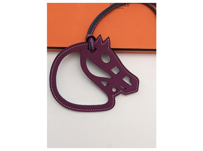 Cannes Hermès Paddock Horse Ciondolo in Pelle - Blu Turchese Viola scuro - vista 4