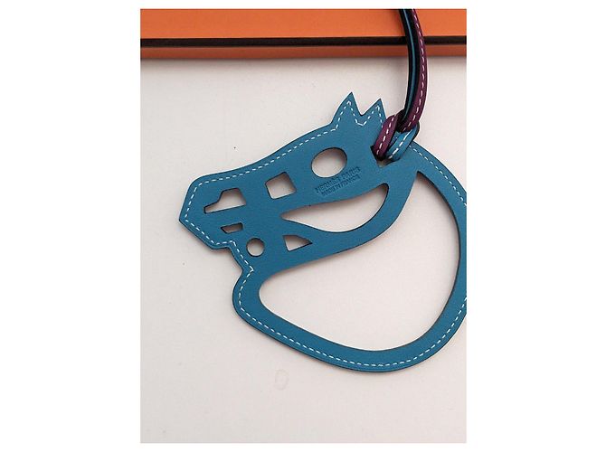 Cannes Hermès Paddock Horse Ciondolo in Pelle - Blu Turchese Viola scuro - vista 5