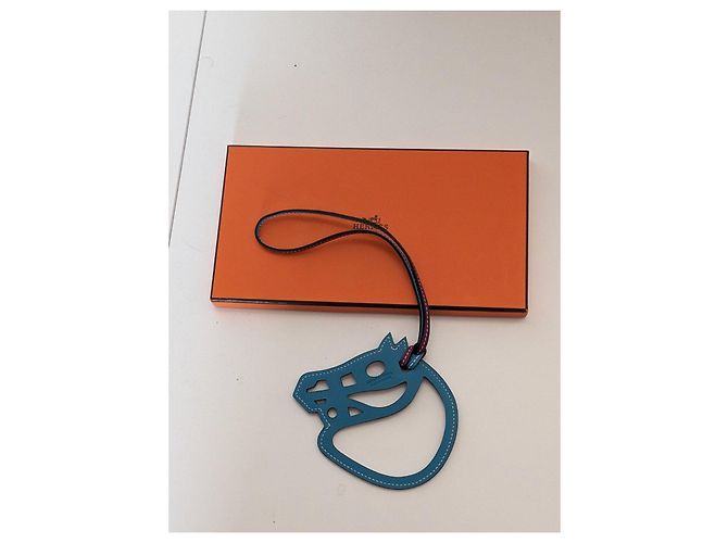 Cannes Hermès Paddock Horse Ciondolo in Pelle - Blu Turchese Viola scuro - vista 6