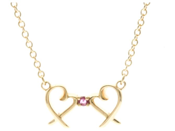 Pendente Double Loving Heart Tiffany & Co. in oro rosa 18K con zaffiro rosa D'oro - vista 2