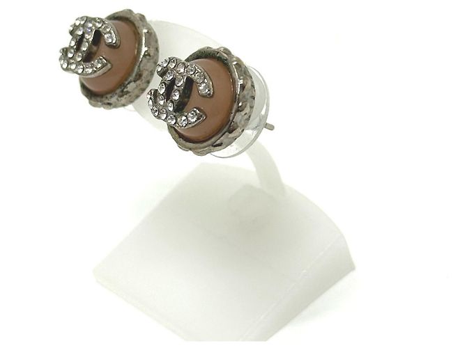 Timeless Orecchini a lobo Chanel 02C Rhinestone Coco Mark Argento Rosa - vista 2