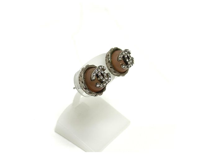 Timeless Orecchini a lobo Chanel 02C Rhinestone Coco Mark Argento Rosa - vista 3
