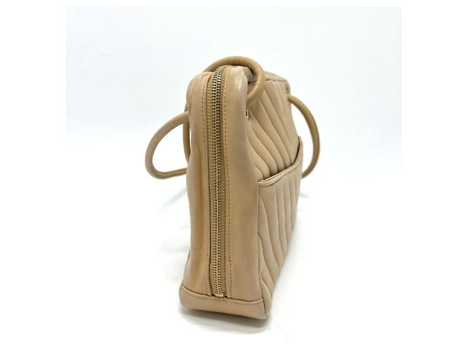 Borsa Chanel Coco Mark Charm V-Stitch Chevron Beige - vista 3