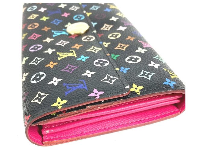 Sarah Portafoglio lungo con patta Louis Vuitton Monogram Multicolor Nero Multicolore - vista 3