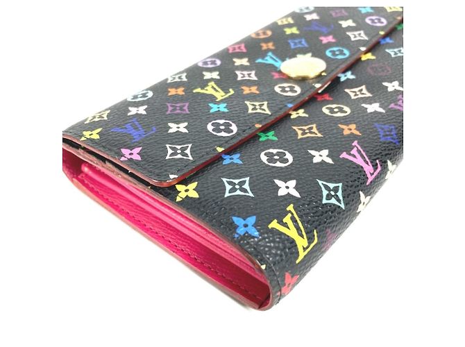 Sarah Portafoglio lungo con patta Louis Vuitton Monogram Multicolor Nero Multicolore - vista 4