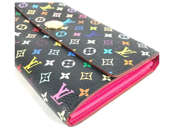 Sarah Portafoglio lungo con patta Louis Vuitton Monogram Multicolor Nero Multicolore - vista 6