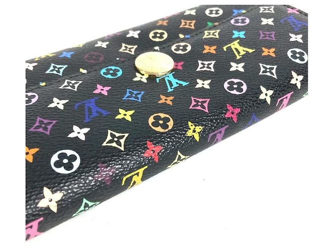 Sarah Portafoglio lungo con patta Louis Vuitton Monogram Multicolor Nero Multicolore - vista 7