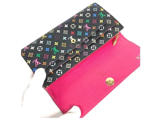 Sarah Portafoglio lungo con patta Louis Vuitton Monogram Multicolor Nero Multicolore - vista 8