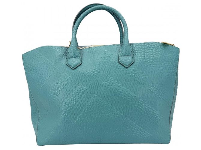 Borsa Tote e Borsa a Spalla in Pelle da Donna Burberry Blu Turchese - vista 2