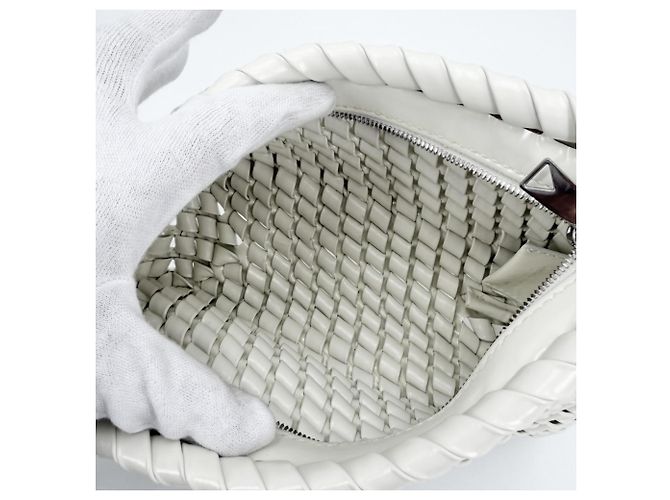 Clutch in pelle bianca Bottega Veneta Bianco - vista 4