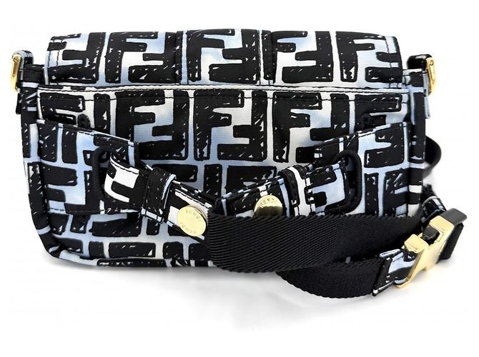 Borsa a tracolla Zucca da uomo e donna Fendi Nero Bianco Blu - vista 2