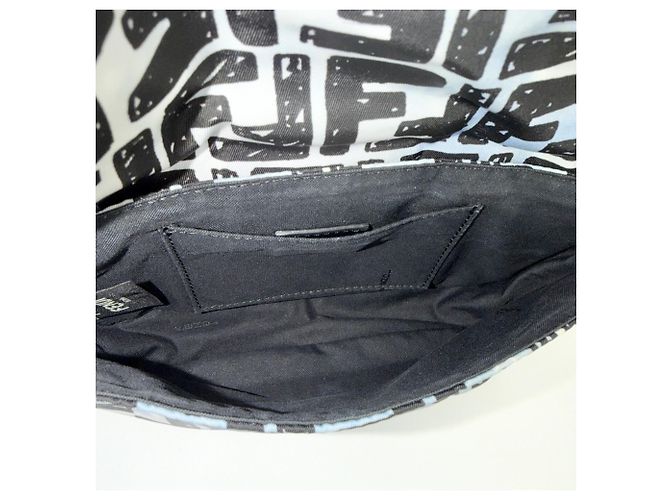 Borsa a tracolla Zucca da uomo e donna Fendi Nero Bianco Blu - vista 4
