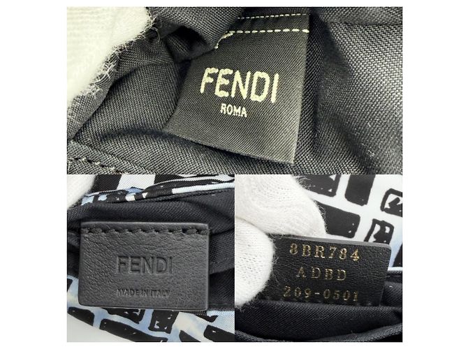 Borsa a tracolla Zucca da uomo e donna Fendi Nero Bianco Blu - vista 5
