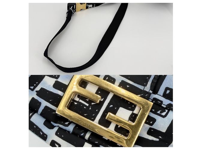 Borsa a tracolla Zucca da uomo e donna Fendi Nero Bianco Blu - vista 7