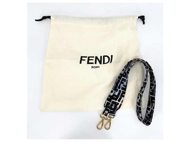 Borsa a tracolla Zucca da uomo e donna Fendi Nero Bianco Blu - vista 8