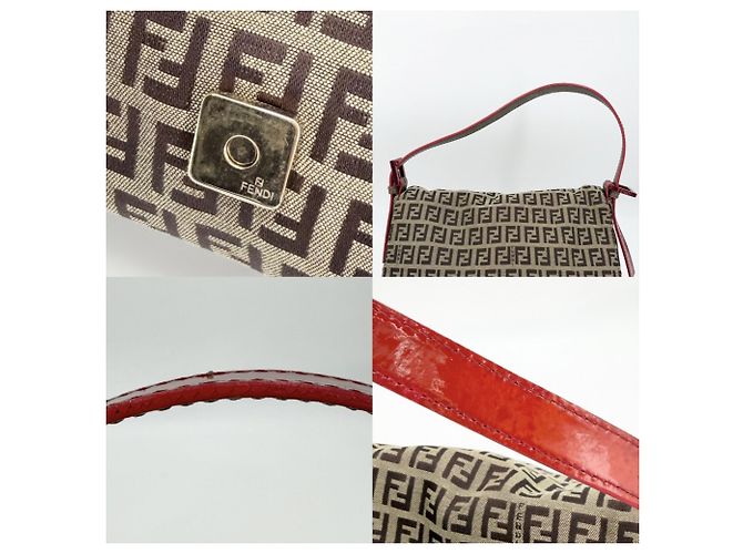 Zucchino Borsa a tracolla Fendi Mamma Bucket Marrone Rosso - vista 7