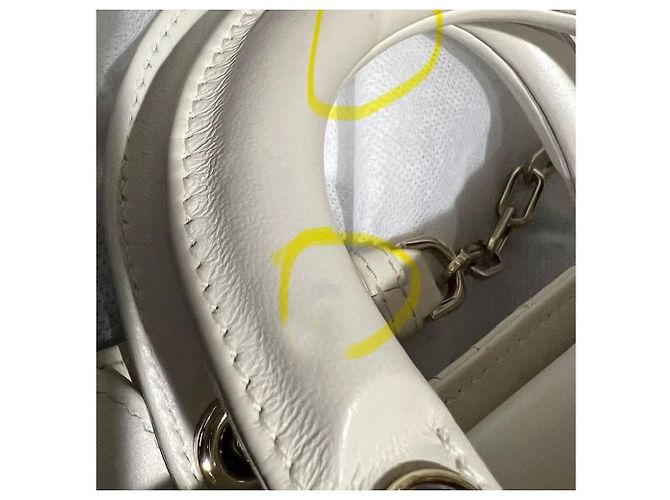 Borsa a tracolla Christian Dior Lambskin Latte Cannage Medium Lady D-Joy White Bianco - vista 4