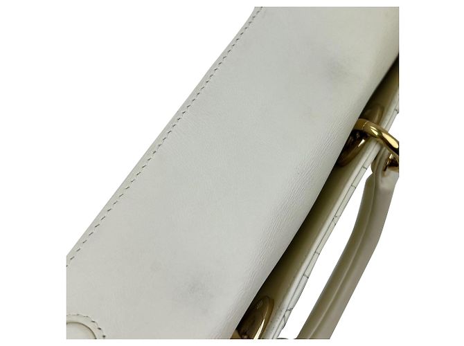 Borsa a tracolla Christian Dior Lambskin Latte Cannage Medium Lady D-Joy White Bianco - vista 5