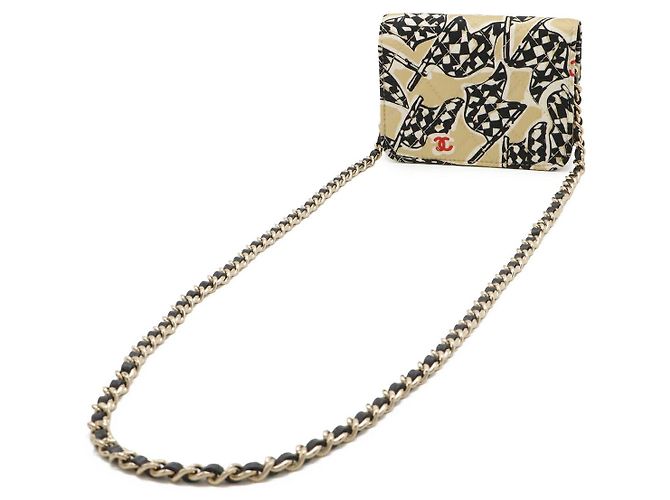 Borsa a Spalla Chanel Mini Matelassé Canvas Chain Marrone Beige - vista 2