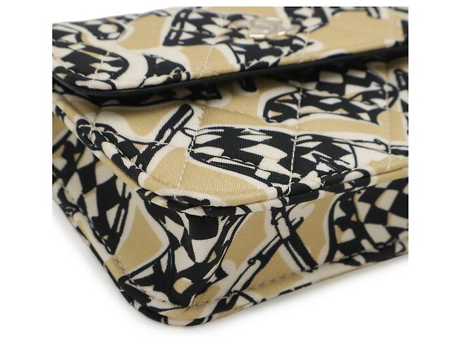 Borsa a Spalla Chanel Mini Matelassé Canvas Chain Marrone Beige - vista 3