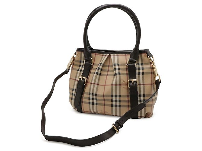Borsa Tote 2WAY Burberry Nova Check in PVC e pelle Marrone Beige - vista 2