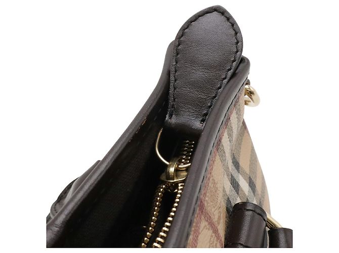 Borsa Tote 2WAY Burberry Nova Check in PVC e pelle Marrone Beige - vista 7