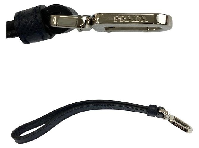 Pochette en cuir Saffiano crocodile Prada Bleu - vue 10