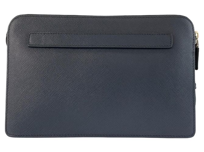 Pochette en cuir Saffiano crocodile Prada Bleu - vue 2
