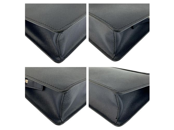 Pochette en cuir Saffiano crocodile Prada Bleu - vue 4